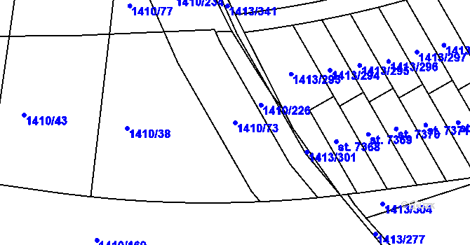 Parcela st. 1410/73 v KÚ Beroun, Katastrální mapa