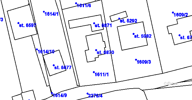 Parcela st. 6870 v KÚ Beroun, Katastrální mapa