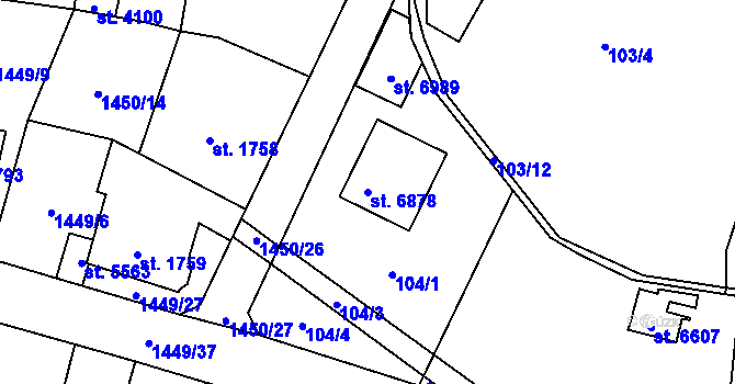 Parcela st. 6878 v KÚ Beroun, Katastrální mapa