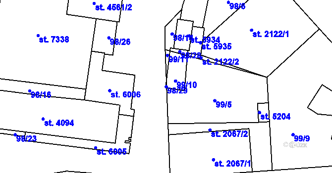 Parcela st. 98/29 v KÚ Beroun, Katastrální mapa