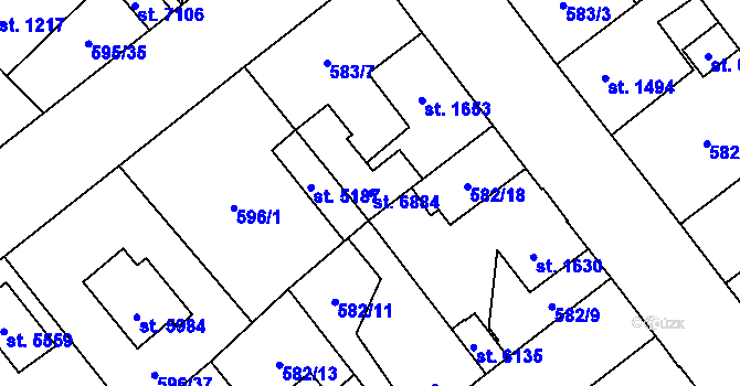 Parcela st. 6884 v KÚ Beroun, Katastrální mapa