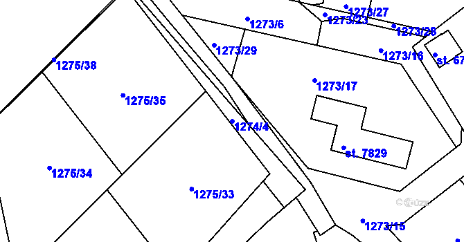 Parcela st. 1274/4 v KÚ Beroun, Katastrální mapa