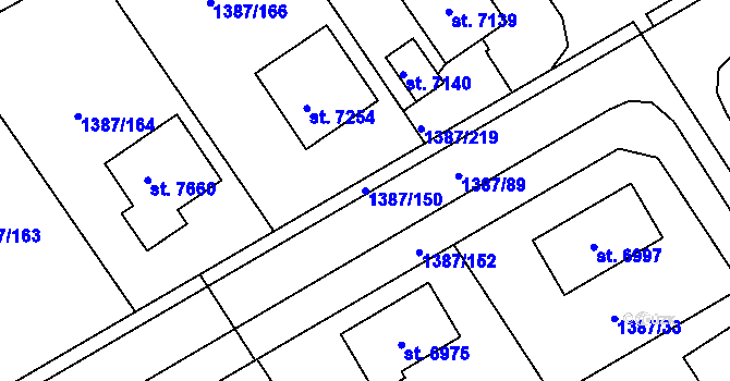 Parcela st. 1387/150 v KÚ Beroun, Katastrální mapa