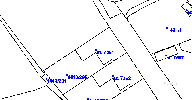 Parcela st. 7361 v KÚ Beroun, Katastrální mapa