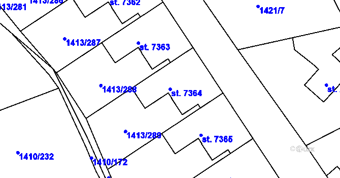 Parcela st. 7364 v KÚ Beroun, Katastrální mapa