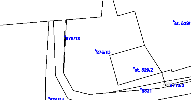 Parcela st. 876/13 v KÚ Beroun, Katastrální mapa