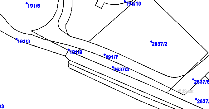 Parcela st. 191/7 v KÚ Beroun, Katastrální mapa