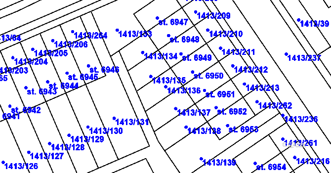 Parcela st. 1413/136 v KÚ Beroun, Katastrální mapa