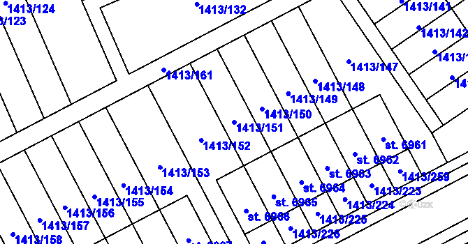 Parcela st. 1413/151 v KÚ Beroun, Katastrální mapa