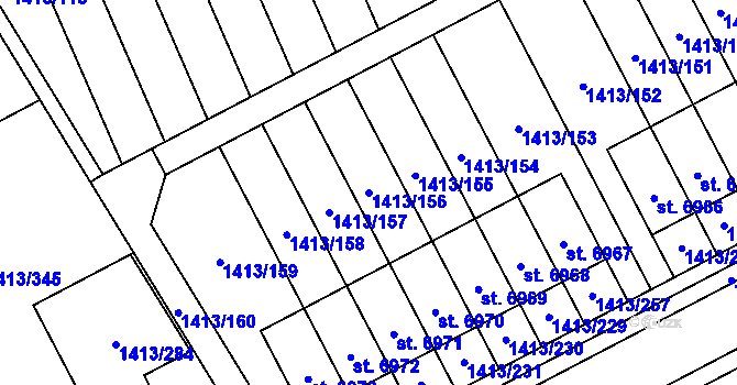 Parcela st. 1413/156 v KÚ Beroun, Katastrální mapa