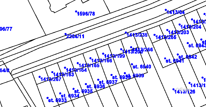 Parcela st. 1413/199 v KÚ Beroun, Katastrální mapa