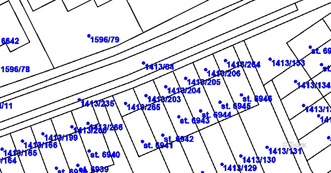 Parcela st. 1413/204 v KÚ Beroun, Katastrální mapa
