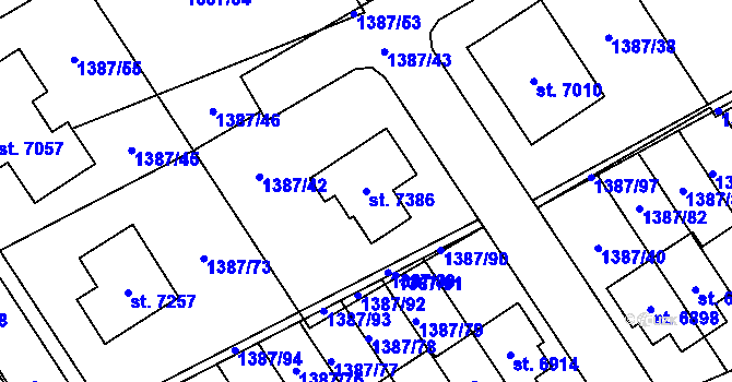 Parcela st. 7386 v KÚ Beroun, Katastrální mapa