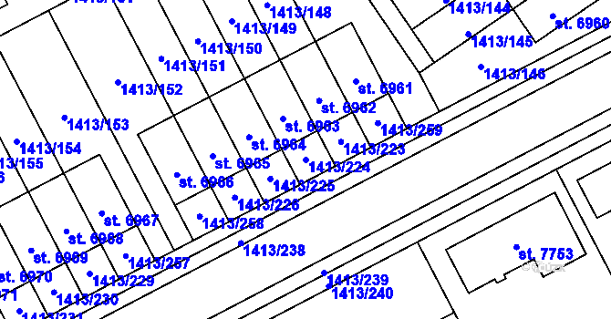 Parcela st. 1413/224 v KÚ Beroun, Katastrální mapa