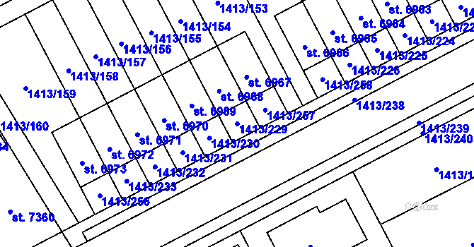 Parcela st. 1413/229 v KÚ Beroun, Katastrální mapa