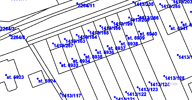 Parcela st. 6936 v KÚ Beroun, Katastrální mapa