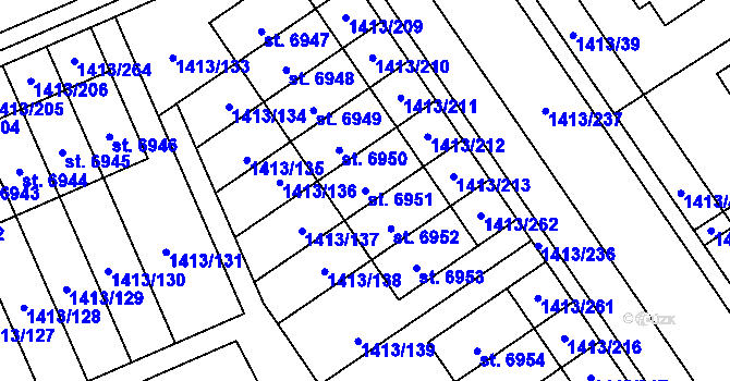 Parcela st. 6951 v KÚ Beroun, Katastrální mapa
