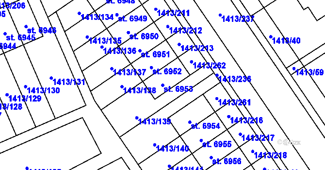 Parcela st. 6953 v KÚ Beroun, Katastrální mapa