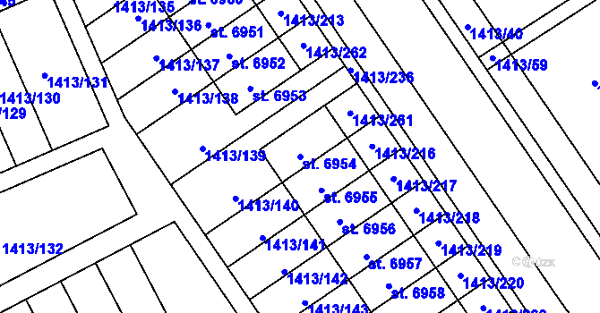Parcela st. 6954 v KÚ Beroun, Katastrální mapa