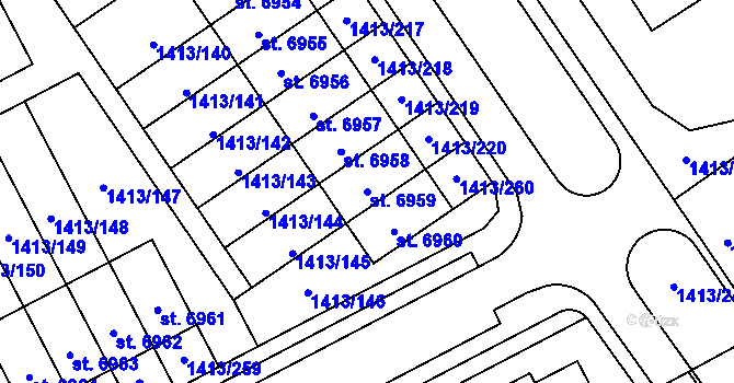 Parcela st. 6959 v KÚ Beroun, Katastrální mapa
