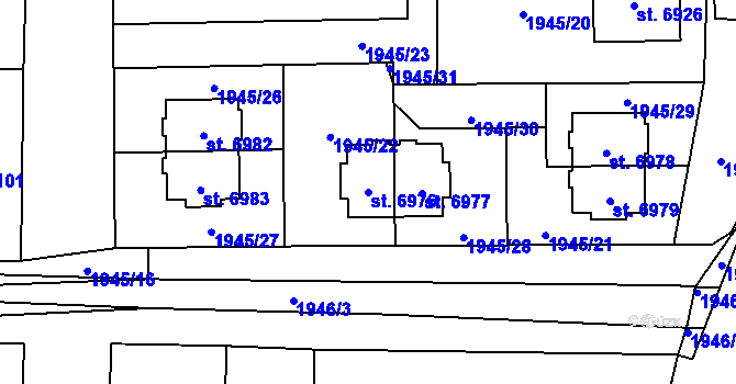 Parcela st. 6976 v KÚ Beroun, Katastrální mapa