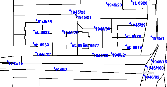 Parcela st. 6977 v KÚ Beroun, Katastrální mapa