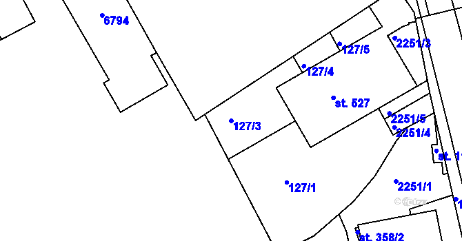 Parcela st. 127/3 v KÚ Beroun, Katastrální mapa