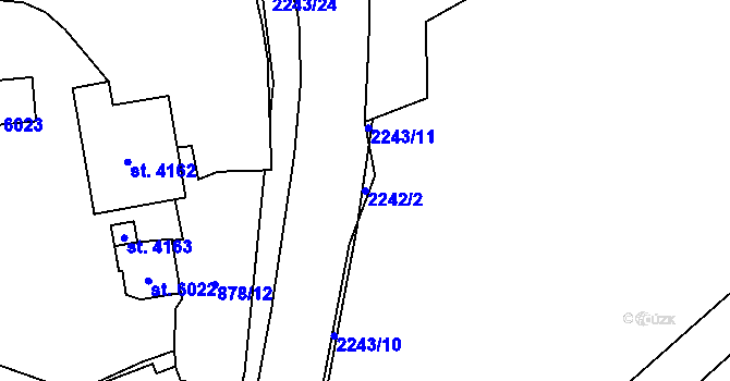Parcela st. 2242/2 v KÚ Beroun, Katastrální mapa