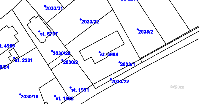 Parcela st. 6984 v KÚ Beroun, Katastrální mapa