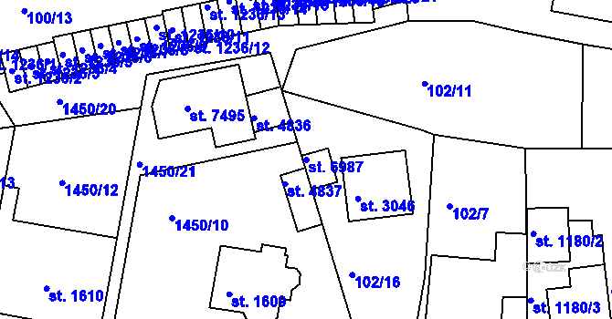Parcela st. 6987 v KÚ Beroun, Katastrální mapa