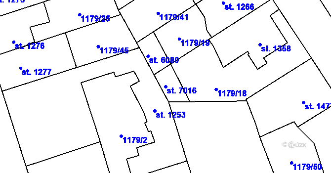 Parcela st. 7016 v KÚ Beroun, Katastrální mapa