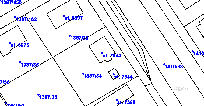 Parcela st. 7043 v KÚ Beroun, Katastrální mapa