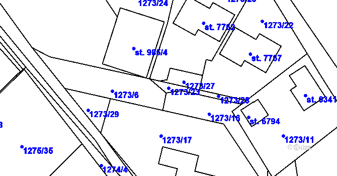Parcela st. 1273/23 v KÚ Beroun, Katastrální mapa