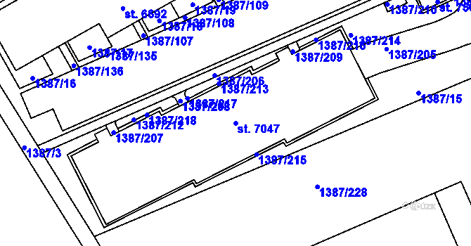 Parcela st. 7047 v KÚ Beroun, Katastrální mapa