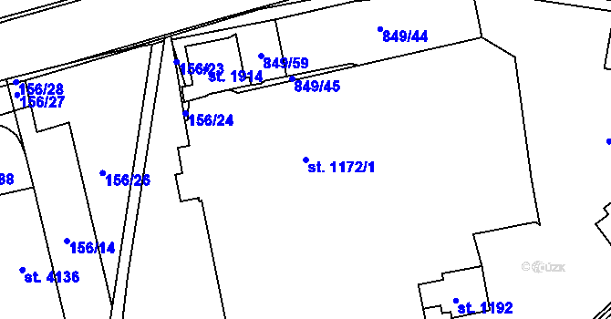Parcela st. 1172/1 v KÚ Beroun, Katastrální mapa