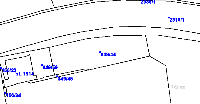 Parcela st. 849/44 v KÚ Beroun, Katastrální mapa