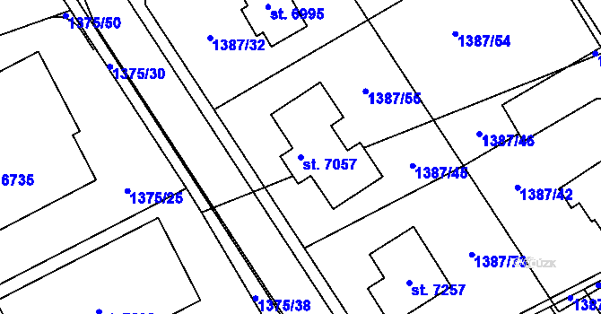 Parcela st. 7057 v KÚ Beroun, Katastrální mapa