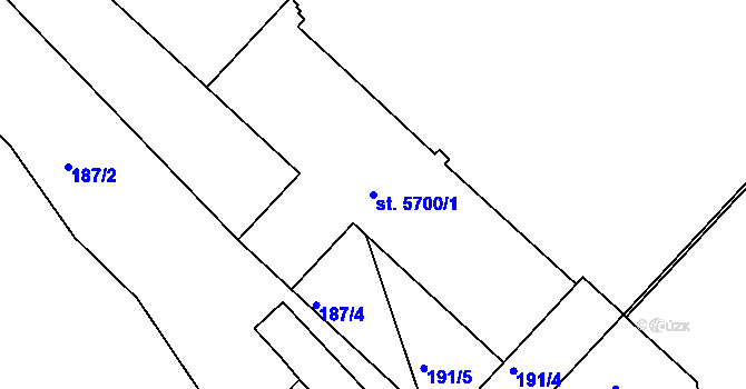 Parcela st. 5700/1 v KÚ Beroun, Katastrální mapa