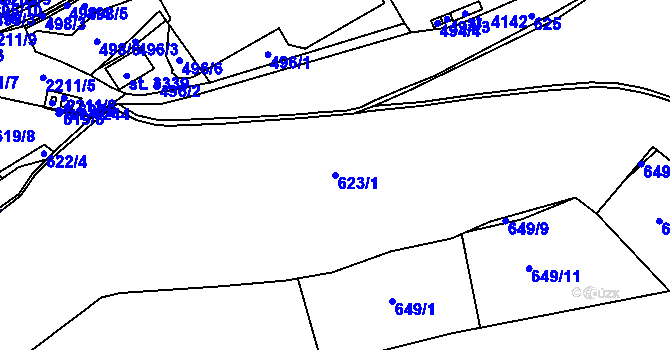 Parcela st. 623/1 v KÚ Beroun, Katastrální mapa