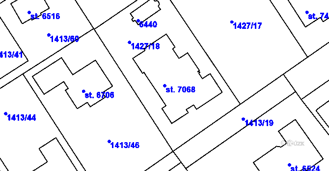 Parcela st. 7068 v KÚ Beroun, Katastrální mapa