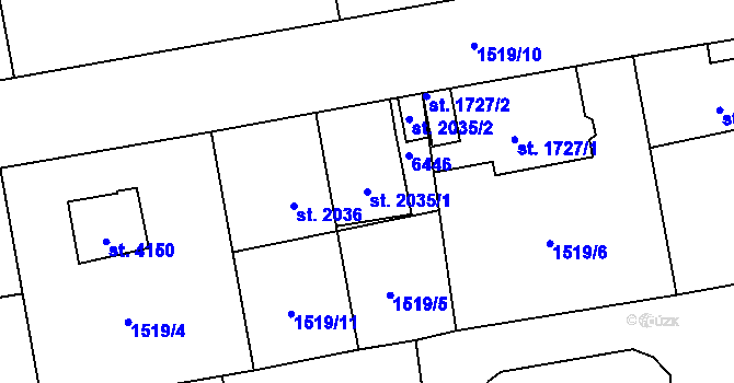 Parcela st. 2035/1 v KÚ Beroun, Katastrální mapa
