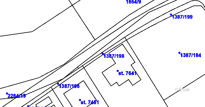 Parcela st. 1387/198 v KÚ Beroun, Katastrální mapa