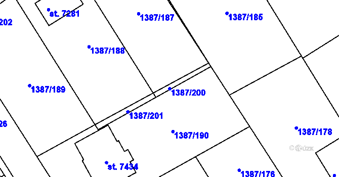 Parcela st. 1387/200 v KÚ Beroun, Katastrální mapa