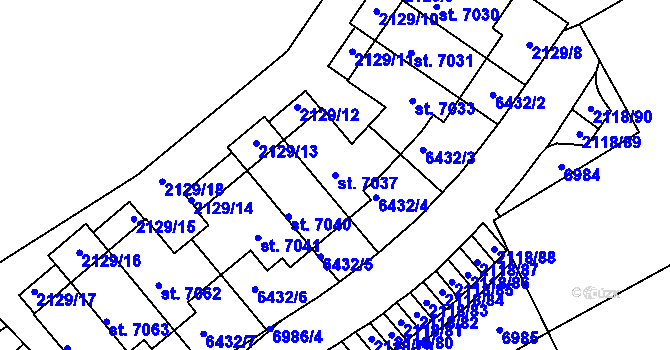 Parcela st. 7037 v KÚ Beroun, Katastrální mapa