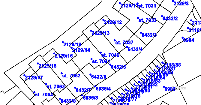 Parcela st. 7040 v KÚ Beroun, Katastrální mapa