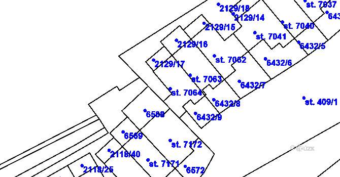 Parcela st. 7064 v KÚ Beroun, Katastrální mapa