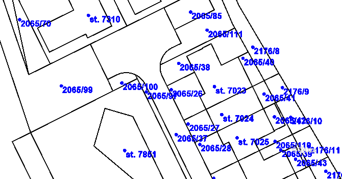 Parcela st. 2065/26 v KÚ Beroun, Katastrální mapa