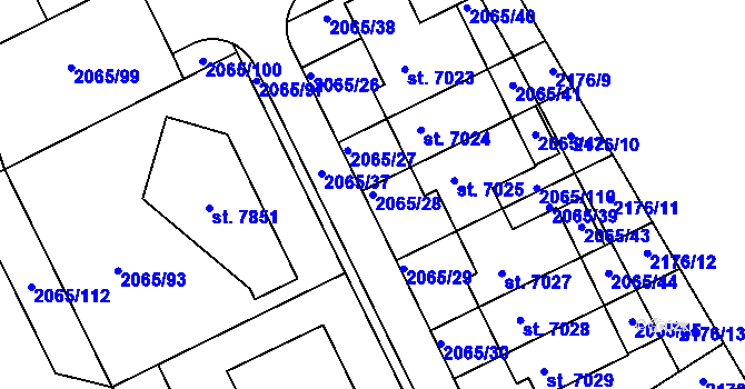Parcela st. 2065/28 v KÚ Beroun, Katastrální mapa
