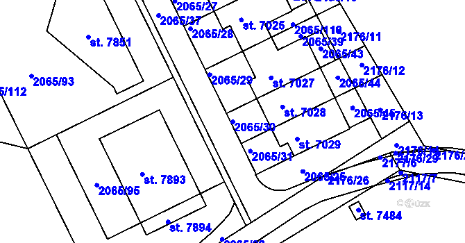 Parcela st. 2065/30 v KÚ Beroun, Katastrální mapa