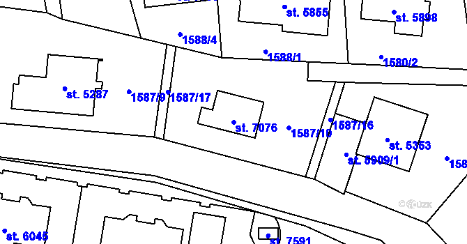 Parcela st. 7076 v KÚ Beroun, Katastrální mapa